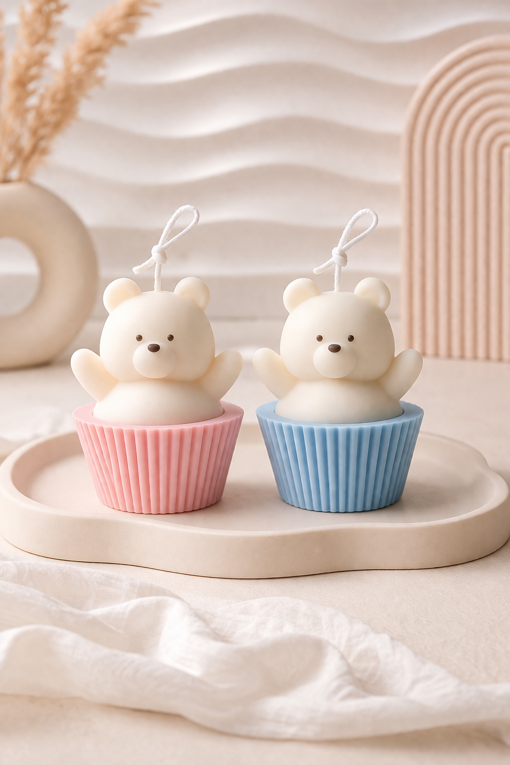 Cupcake Teddy Bear Candle