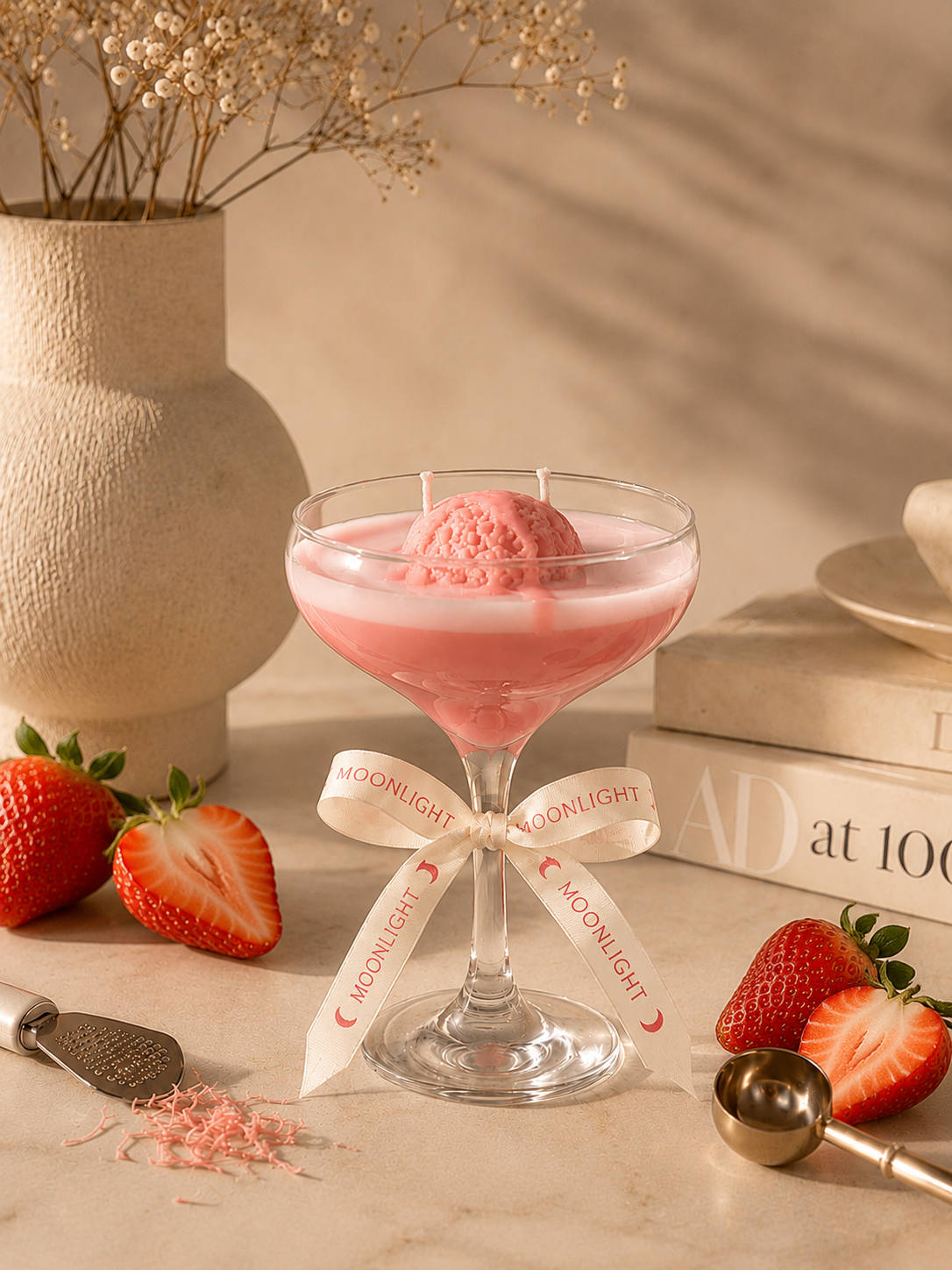 Artisanal Strawberry Gelato Coupe Candle