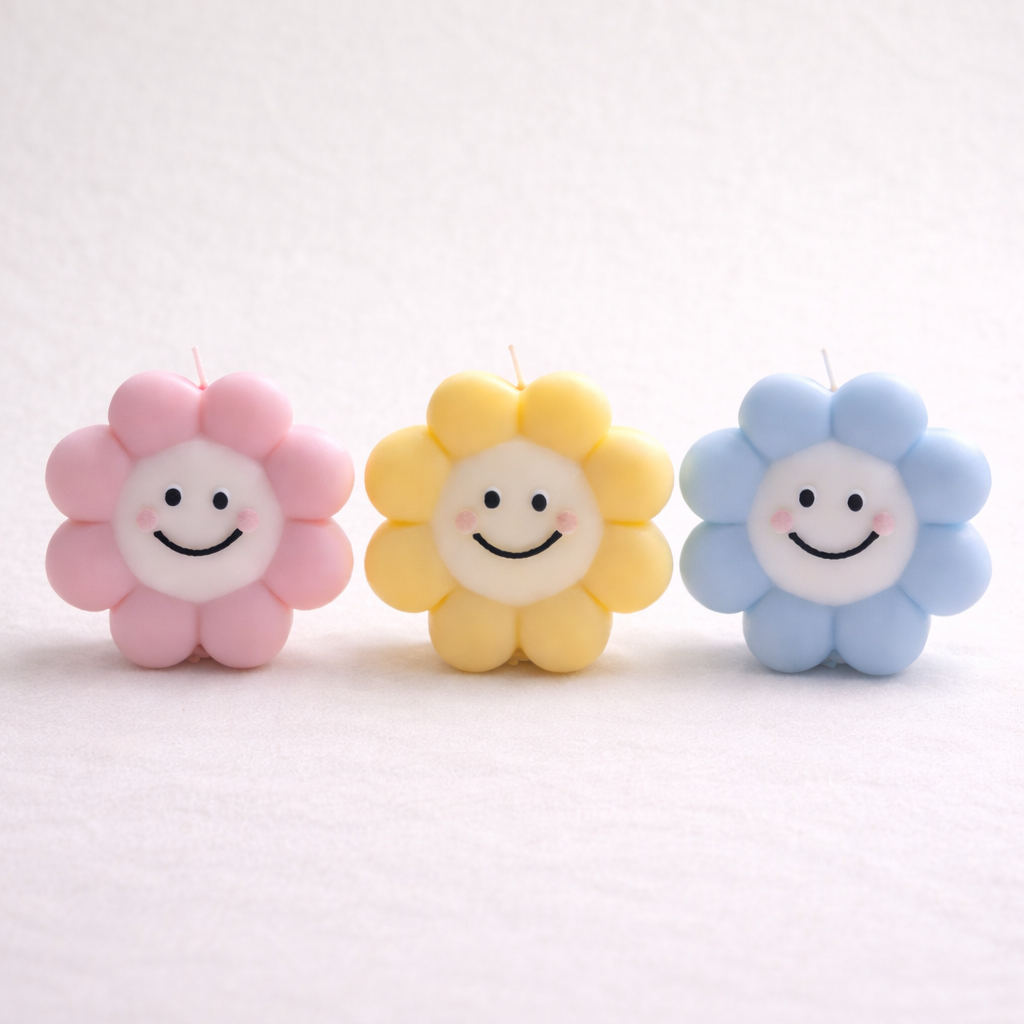 Smiley Flower Candle