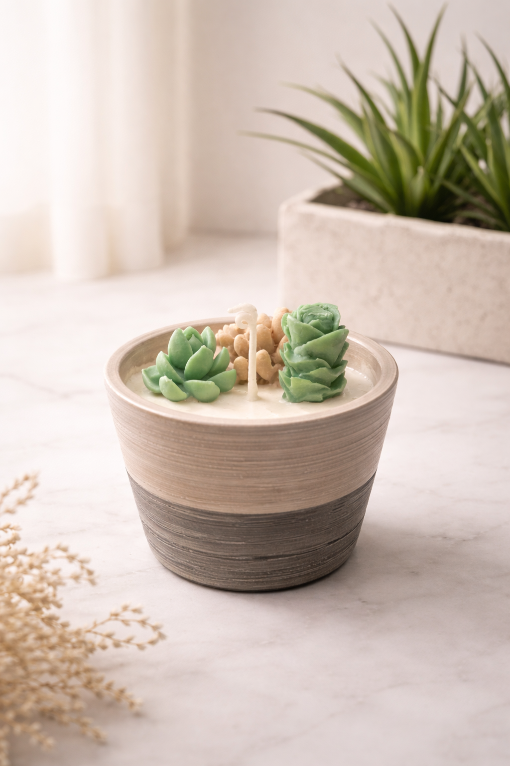 Succulent Ceramic Pot Candle