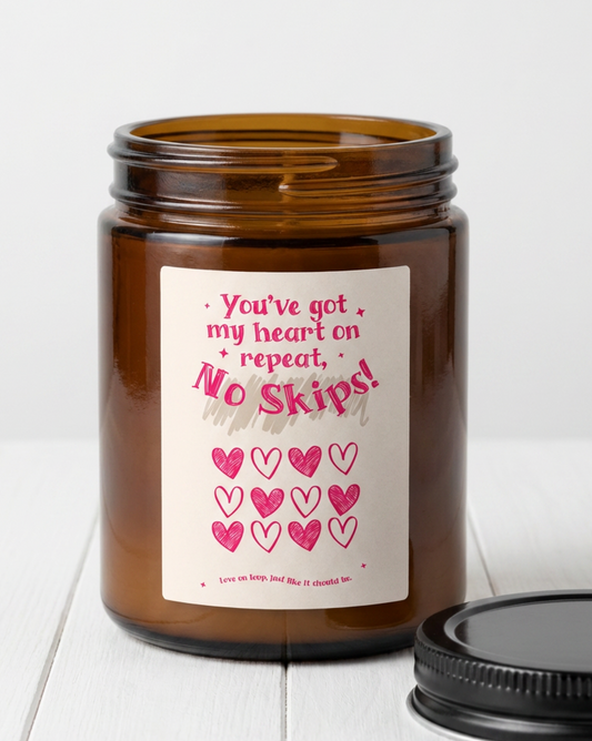 No Skips Romantic Heart Candle