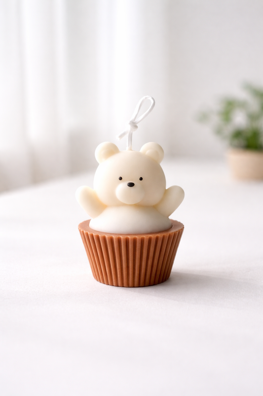 Cupcake Teddy Bear Candle